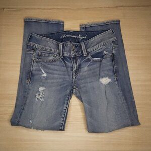 American Eagle Women's Distressed Artist Crop Jeans 0
